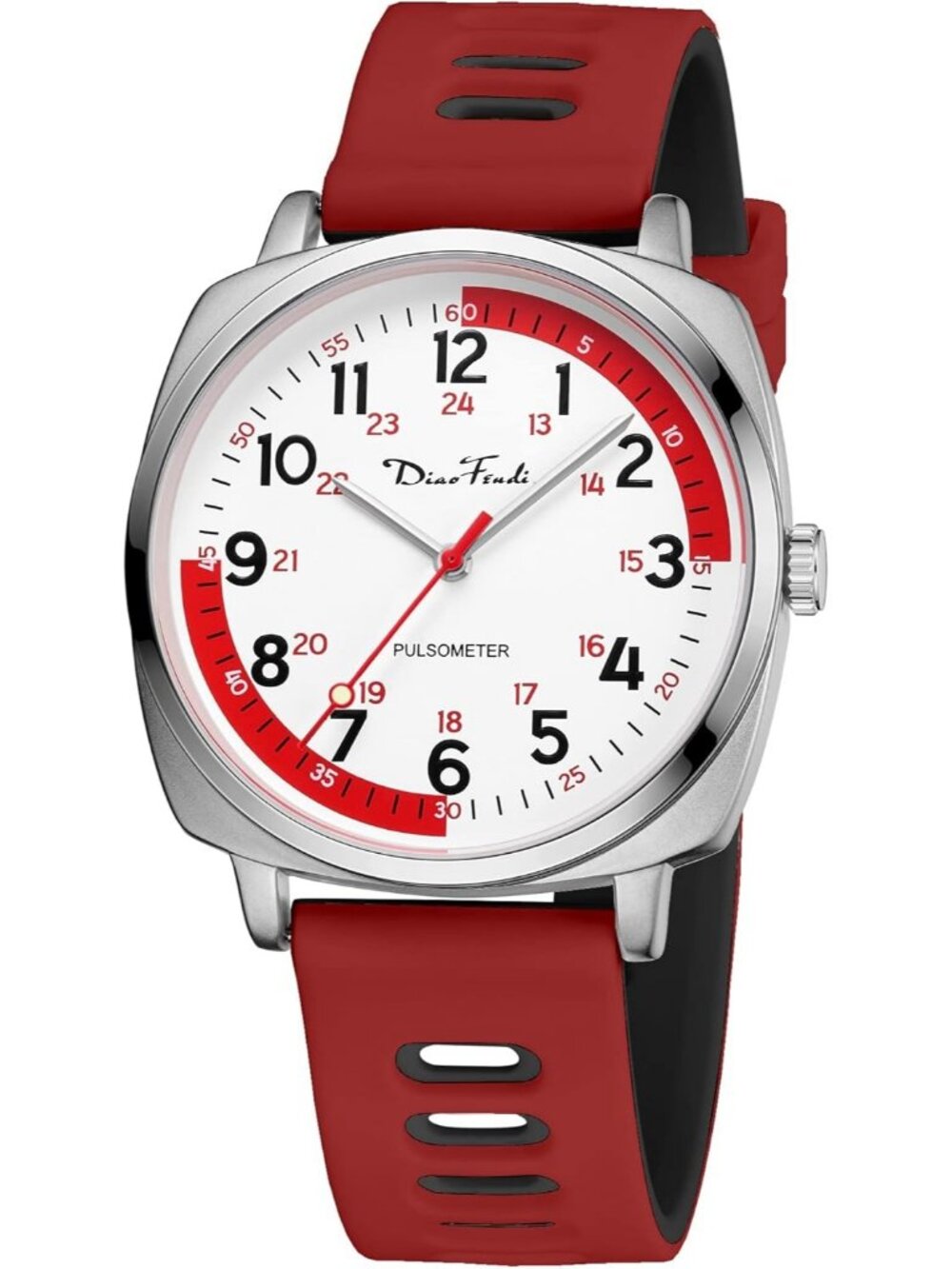 Diaofendi Women's Red Black Analog Nurse Medical Professional Waterproof Watch